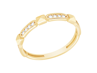 14 Ayar Sarı Altın Taşlı Alyans Yüzük