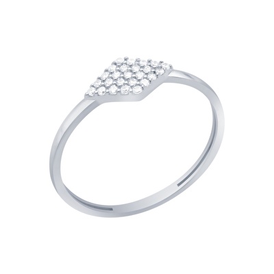 14 Ayar Beyaz Altın Taşlı Yüzük