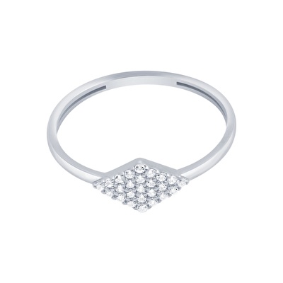 14 Ayar Beyaz Altın Taşlı Yüzük