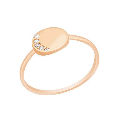 14 Ayar Rose Altın Serçe Parmak  Yüzük