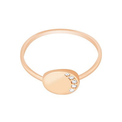 14 Ayar Rose Altın Serçe Parmak  Yüzük