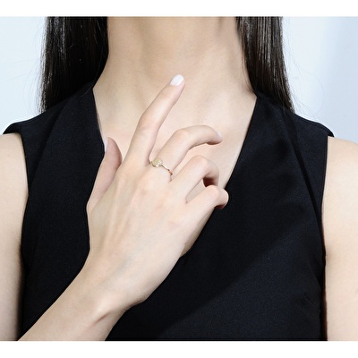 14 Ayar Rose Altın Serçe Parmak  Yüzük