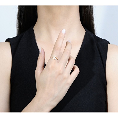 14 Ayar Rose Altın Sonsuzluk Figürlü Yüzük