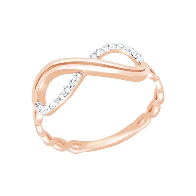 14 Ayar Rose Altın Sonsuzluk Figürlü Yüzük