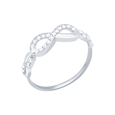 14 Ayar Beyaz Altın Sonsuzluk Figürlü Yüzük