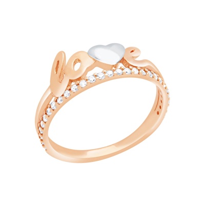 14 Ayar Rose-Beyaz Altın Love Figürlü Yüzük