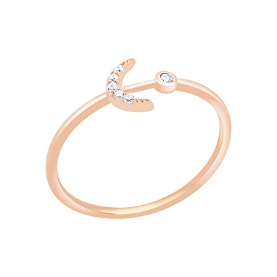 14 Ayar Rose Altın Ay Figürlü Yüzük