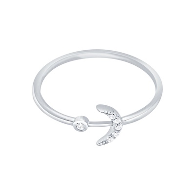 14 Ayar Beyaz Altın Ay Figürlü Yüzük