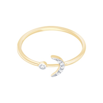 14 Ayar Sarı Altın Ay Figürlü Yüzük