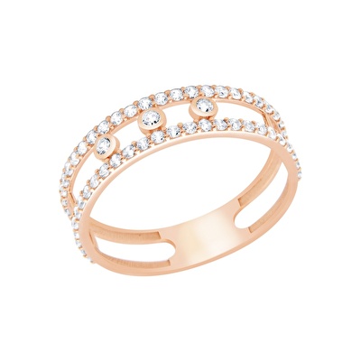 14 Ayar Rose Altın Taşlı Trend Yüzük