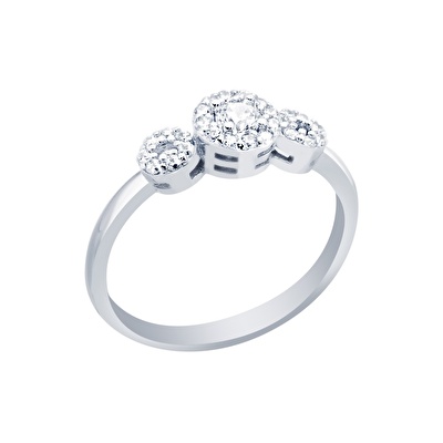 14 Ayar Beyaz Altın Trend Yüzük