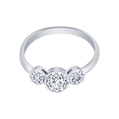 14 Ayar Beyaz Altın Trend Yüzük