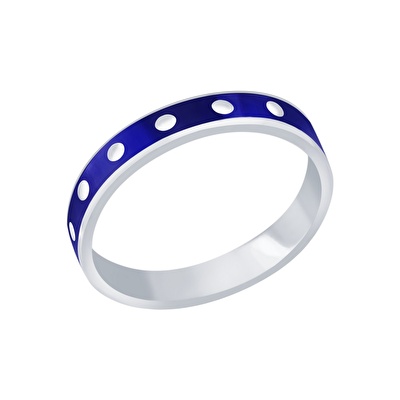 14 Ayar Beyaz Altın Trend Mavi Mineli Yüzük