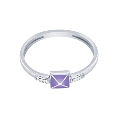 14 Ayar Beyaz Altın Baget Yüzük