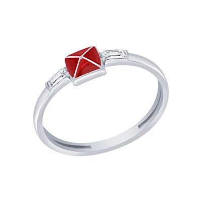 14 Ayar Beyaz Altın Baget Yüzük