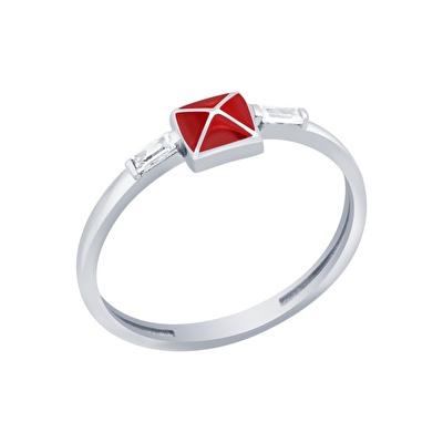 14 Ayar Beyaz Altın Baget Yüzük