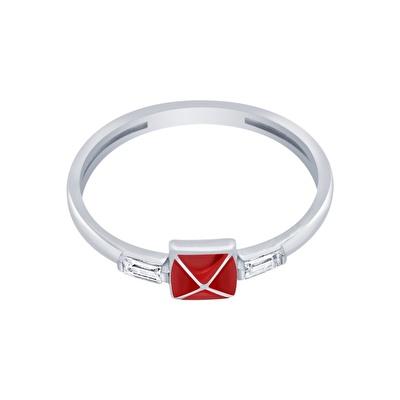 14 Ayar Beyaz Altın Baget Yüzük