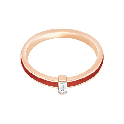 14 Ayar Rose Altın Kırmızı Mineli Baget Yüzük