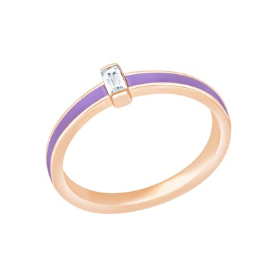 14 Ayar Rose Altın Mor Mineli Baget Yüzük