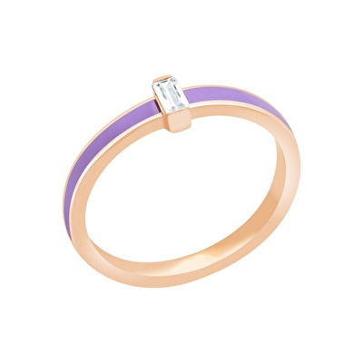 14 Ayar Rose Altın Mor Mineli Baget Yüzük