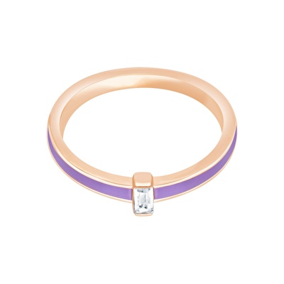 14 Ayar Rose Altın Mor Mineli Baget Yüzük