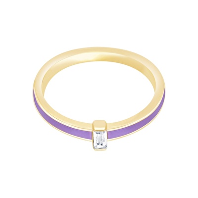 14 Ayar Sarı Altın Mor Mineli Baget Yüzük