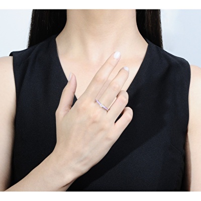 14 Ayar Sarı Altın Mor Mineli Baget Yüzük