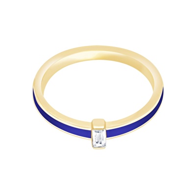 14 Ayar Sarı Altın Mavi Mineli Baget Yüzük