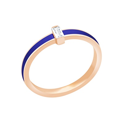 14 Ayar Rose Altın Mavi Mineli Baget Yüzük