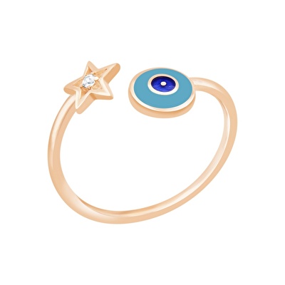 14 Ayar Rose Altın Yıldız Figürlü Yüzük