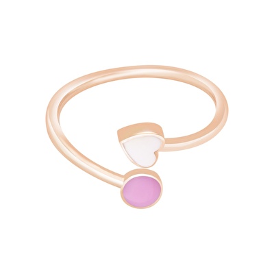 14 Ayar Rose Altın Mineli Kalp Figürlü Yüzük