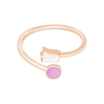 14 Ayar Rose Altın Lale Çiçek Yüzük