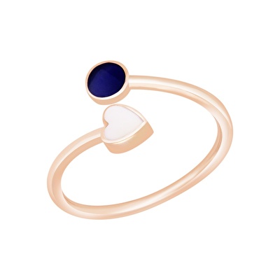 14 Ayar Rose Altın Mineli Kalp Figürlü Yüzük