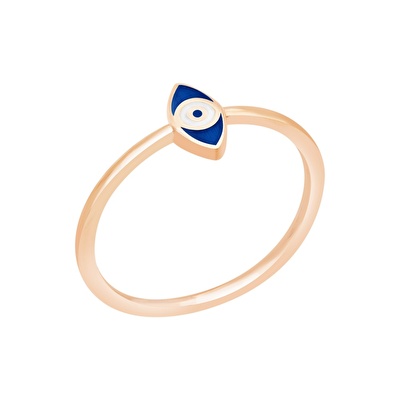 14 Ayar Rose Altın Mavi Mineli Göz Yüzük