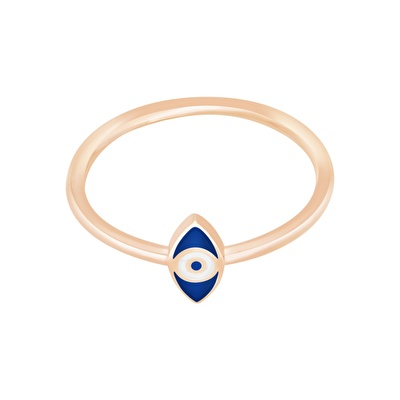 14 Ayar Rose Altın Mavi Mineli Göz Yüzük