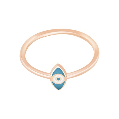 14 Ayar Rose Altın Yeşil Mineli Göz Yüzük