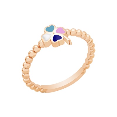 14 Ayar Rose Altın Mineli Yonca Yüzük