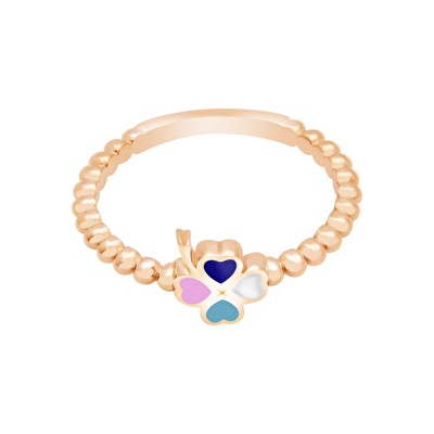 14 Ayar Rose Altın Mineli Yonca Yüzük