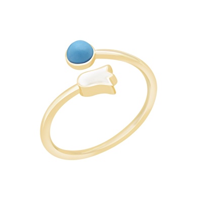 14 Ayar Sarı Altın Firuze Taşlı Yüzük