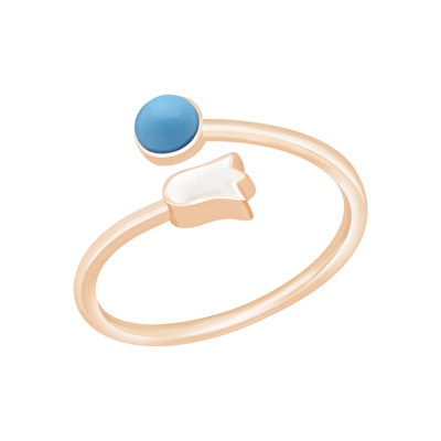 14 Ayar Rose Altın Firuze Taşlı Yüzük