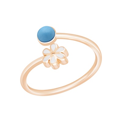 14 Ayar Rose Altın Firuze Taşlı Yüzük