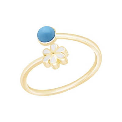 14 Ayar Sarı Altın Firuze Taşlı Yüzük