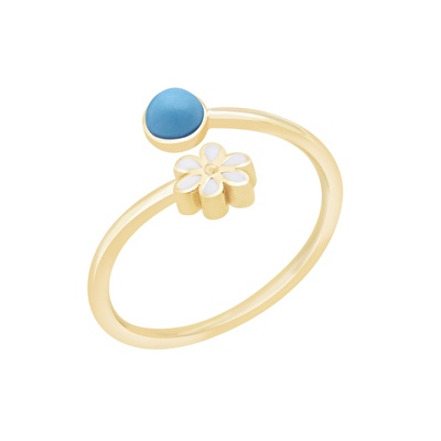 14 Ayar Sarı Altın Firuze Taşlı Yüzük