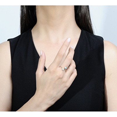 14 Ayar Sarı Altın Firuze Taşlı Yüzük