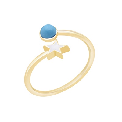 14 Ayar Sarı Altın Firuze Taşlı Yüzük