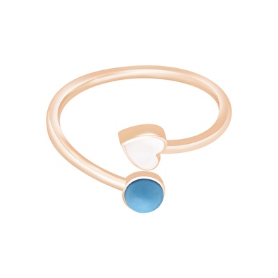 14 Ayar Rose Altın Firuze Taşlı Yüzük