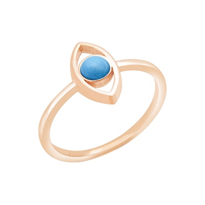 14 Ayar Rose Altın Firuze Taşlı Yüzük