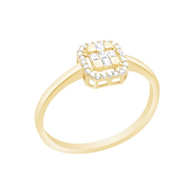 14 Ayar Sarı Altın Baget Yüzük