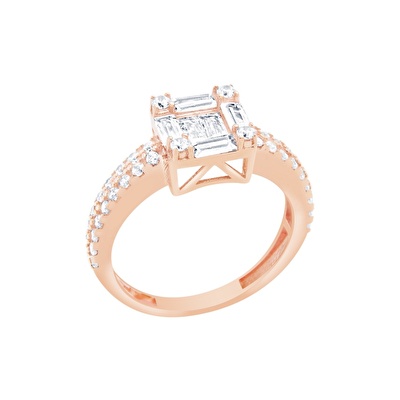 14 Ayar Rose Altın Baget Yüzük