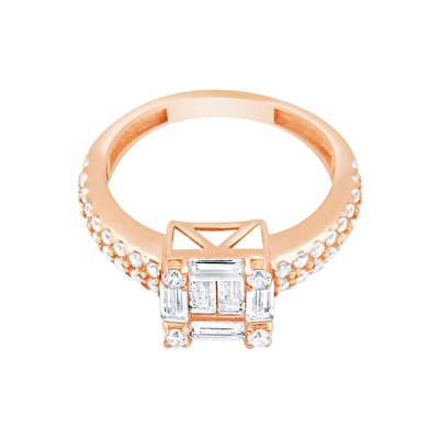 14 Ayar Rose Altın Baget Yüzük